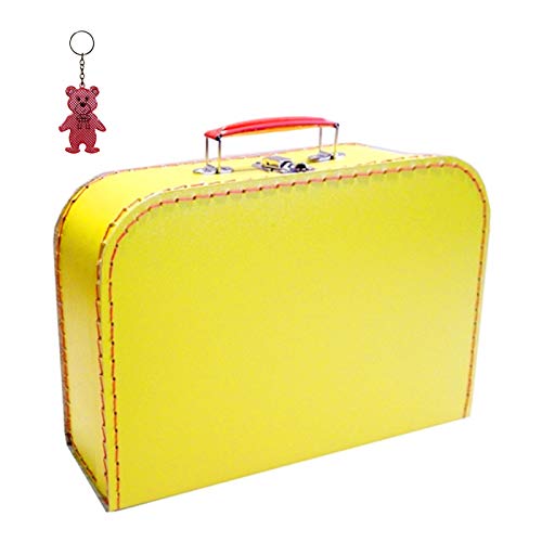 OLShop AG Kinderkoffer Pappe gelb 40 cm inkl. 1 Reflektorbärchen, Kinderkoffer Malkoffer Spielzeugkoffer Puppenkoffer von OLShop AG