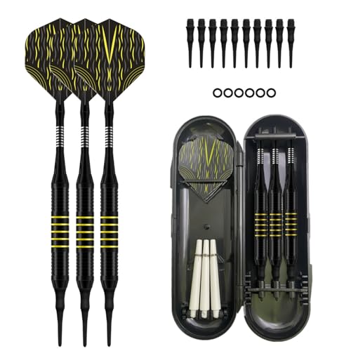 OLYSPM Dartpfeile Set,Dartpfeile Profi,Dartpfeile mit Kunststoffspitze,3 Dartpfeile mit 3 Ersatzwellen,10 Ersatzspitzen,6 Gummi-O-Ringen,1 Dartkoffer für Anfänger und Profis OLYSPM Dartpfeile Set,Dartpfeile Profi,Dartpfeile mit Kunststoffspitze,3 Dartpfeile mit 3 Ersatzwellen,10 Ersatzspitzen,6 Gummi-O-Ringen,1 Dartkoffer für Anfänger und Profis von OLYSPM