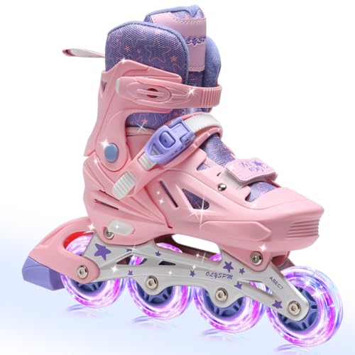 OLYSPM Inliner für Kinder,Inliner Kinder,4 Größen Verstellbare Inliner mit Blinkenden PU-Rädern und ABEC-7-Lager,Rollerblade für Jungen,Mädchen,Anfänger von OLYSPM