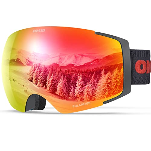 OMID Skibrille, V1 polarisierte Anti-Beschlag-OTG-Schneebrille, magnetische austauschbare Gläser, rahmenlose Snowboardbrille mit UV-Schutz für Herren, Damen, Erwachsene, Jugendliche von OMID