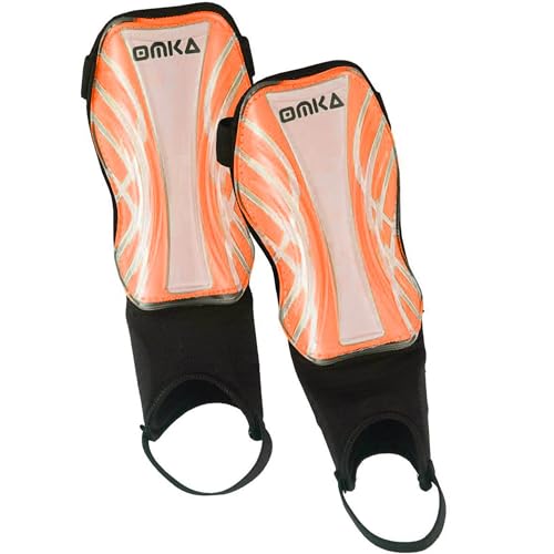 Kinder bis Erwachsene Schienbeinschoner Schienbeinschützer Shin Guard Fußball Knöchelschutz, S, Orange von OMKA