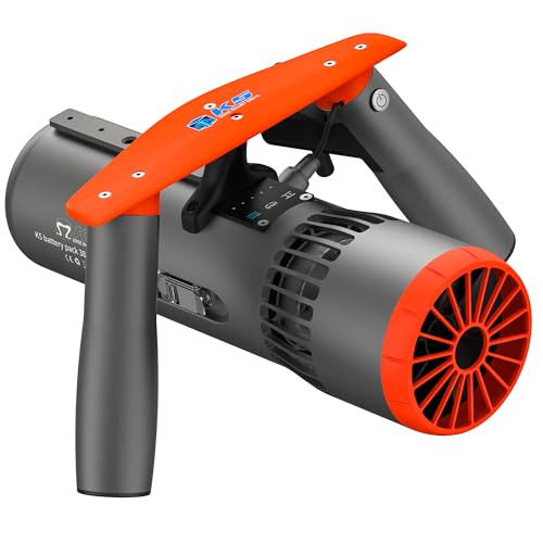 EDGE SMART DRIVE K5 Unterwasserscooter zum Gerätetauchen und Schnorcheln, 50M Wasserdicht, 60Minute Ausdauer, 3-Gang Seascooter mit Action-Kamera-Halterung, Wassersport schwimmen für Erwachsene Orange von OMPHOBBY