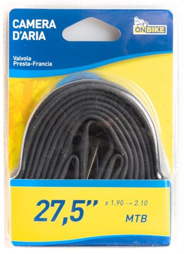 ONBIKE - Fahrradinnenschlauch, 27,5 Zoll x 1,90-2,10, E.T.R.T.O. 48/54-560, Austausch des Innenrohrs, Pro mB, Presta-Ventile, Fahrrad für Erwachsene, Rennrad, Schwarz, Gummi ONBIKE - Fahrradinnenschlauch, 27,5 Zoll x 1,90-2,10, E.T.R.T.O. 48/54-560, Austausch des Innenrohrs, Pro mB, Presta-Ventile, Fahrrad für Erwachsene, Rennrad, Schwarz, Gummi von ONBIKE