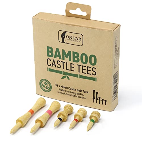 ON PAR Bamboo Castle Golf Tees Mixed Size Stark, langlebig, nachhaltig und biologisch abbaubar. 6 Stück je Größe, Verschieden von ON PAR