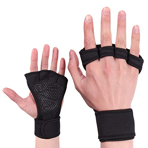 ONDIAN Turnhandschuhe Männer und Frauen Fitness Palm Handschuhe Ausrüstung Anti-Rutsch-Handgelenk-Bügel-Push-Pull-Reck Pull-ups für Training (Farbe : Black, Size : L) von ONDIAN