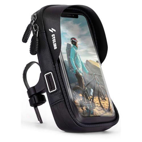 ONEFLOW Handyhalterung Fahrrad Lenkertasche Wasserdicht für alle Smartphones Fahrradhalterung 360° Drehbar Handyhalter Motorrad Fahrradtasche Lenker Smartphone Halterung mit Fenster, Schwarz ONEFLOW Handyhalterung Fahrrad Lenkertasche Wasserdicht für alle Smartphones Fahrradhalterung 360° Drehbar Handyhalter Motorrad Fahrradtasche Lenker Smartphone Halterung mit Fenster, Schwarz von ONEFLOW