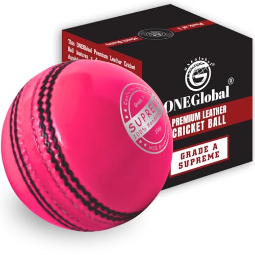 ONEGlobal Hochwertiger Cricketball aus Leder, 100 % handgenäht, 156 g, 4-teilige wasserdichte Konstruktion, harte Cricketbälle in passender Qualität von ONEGlobal