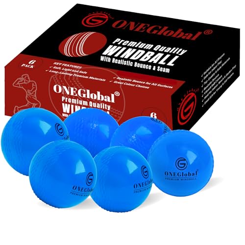 ONEGlobal Premium-Windball, weiche Cricketbälle, langlebige, weiche Windbälle mit echter Sprungkraft und Schwung, ideal für Outdoor- und Indoor-Praxis, Coaching und Familienspaß (6-Blau, Senior) von ONEGlobal