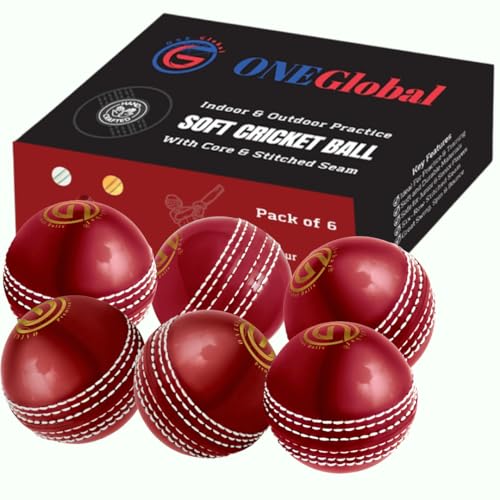 ONEGlobal Soft & Safe Practice Cricket Ball | Weicher & Sicherer Gummi-Cricketball zum Üben | Mit Echter Naht & Kern für Hüpfen & Schwingen | Ideal für Selbstvertrauen & Streichhölzer (6-Rot) ONEGlobal Soft & Safe Practice Cricket Ball | Weicher & Sicherer Gummi-Cricketball zum Üben | Mit Echter Naht & Kern für Hüpfen & Schwingen | Ideal für Selbstvertrauen & Streichhölzer (6-Rot) von ONEGlobal