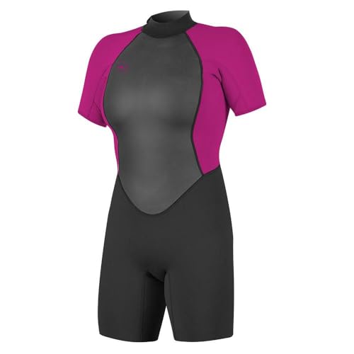 O'Neill Wetsuits Damen Reactor II 2mm Back Zip Spring Wetsuit Neoprenanzug, Black/Berry, 4 von O'Neill