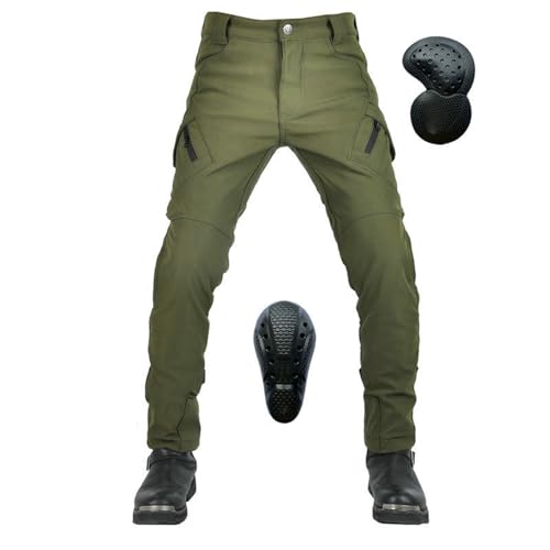 ONETree Motorradjeans mit Schutzpanzerung für Männer, Rennradhose mit verbesserten Knie- und Hüftschutzpolstern,Green,3XL von ONETree