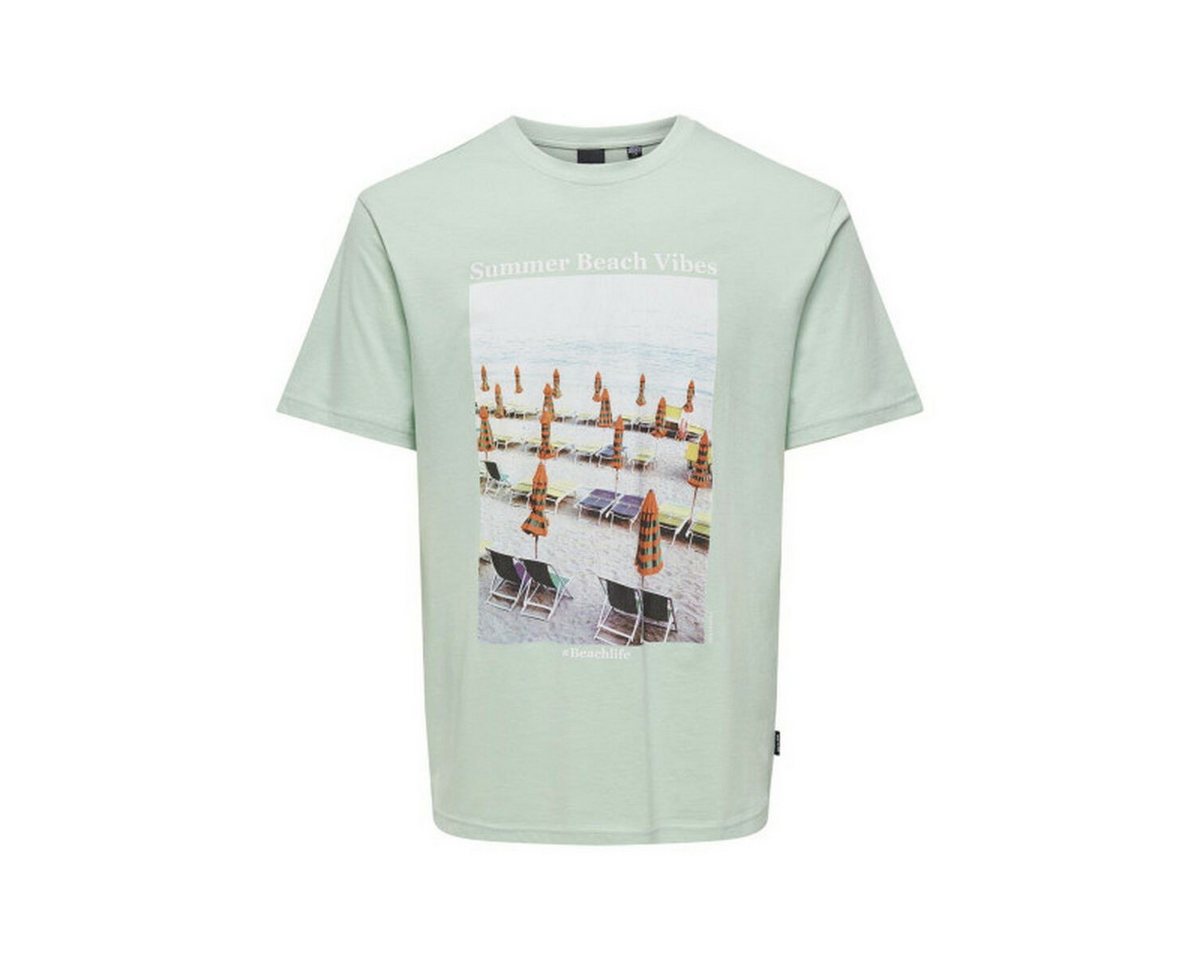 ONLY & SONS T-Shirt Herren Kurzarm-T-Shirt Only & Sons Onskolton Reg Beach Surf grün von ONLY & SONS