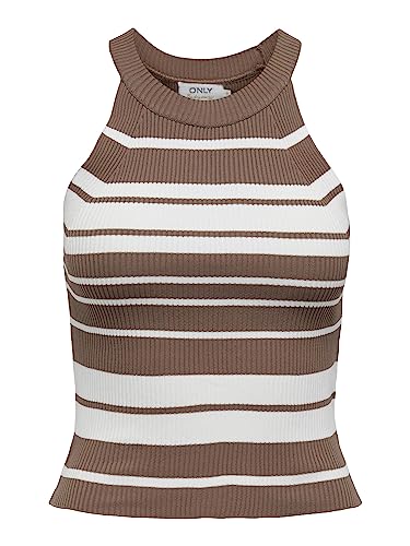 ONLY Damen Onledna Halterneck Top Knt Noos, Antique Bronze/Stripes:cloud Dancer, 3XL ONLY Damen Onledna Halterneck Top Knt Noos, Antique Bronze/Stripes:cloud Dancer, 3XL von ONLY