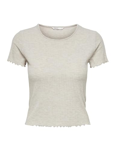 ONLY Damen Onlemma S/S Short Top Noos Jrs, Pumice Stone/Detail:melange, M von ONLY