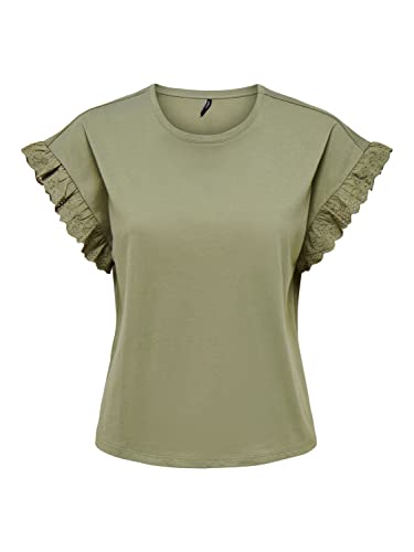 ONLY Damen Onliris S/S Emb Top JRS Noos, Aloe, XXL von ONLY