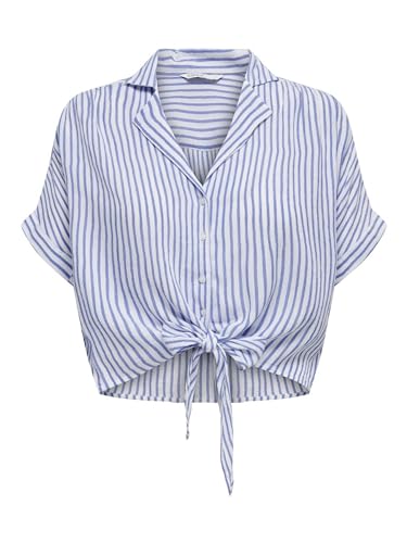 ONLY Damen ONLPAULA Life S/S TIE Shirt WVN NOO 15281497, Cloud Dancer/Blue Stripes, XS von ONLY