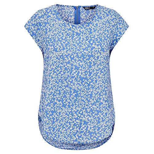 ONLY Damen Bedruckte Kurzarm Bluse Print Basic Rundhals Ausschnitt T-Shirt Blouse Oberteil ONLVIC von ONLY