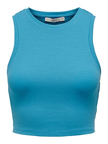 ONLY Damen Onlvilma S/L Cropped Tank Top Jrs Noos, Horizon Blue, XXL von ONLY