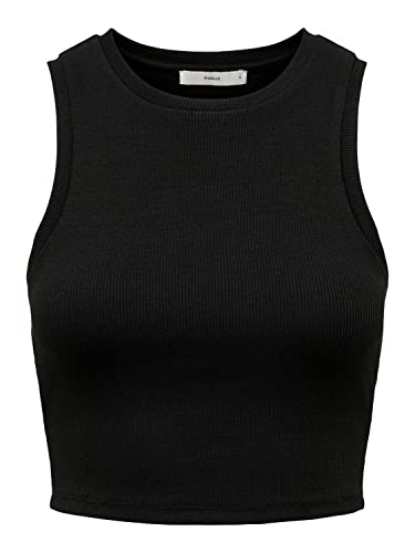 ONLY Damen Cropped Tank Top 2-er Stück Pack Kurzes Bauchfreies Shirt Einfarbiges Basic Set ONLVILMA von ONLY