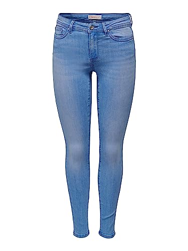 ONLY Damen Onlwauw Mid Skinny Dnm Bj617 Noos, Special Bright Blue Denim, XS / 32L von ONLY