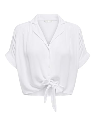 ONLY Damen Onlpaula Life S/S Tie Shirt Wvn Noos, Weiß, L von ONLY