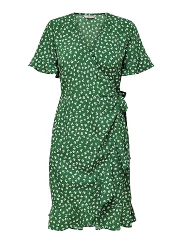 ONLY Damen Blusen Wickelkleid | Lockeres Midi Kurzarm Tunika Dress | Knielang mit Bindegürtel ONLOLIVIA, Farben:Grün, Größe:42 von ONLY