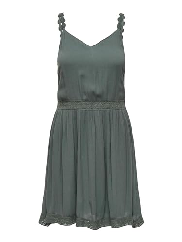 ONLY Damen Mini Kleid ONLKarmen Anne Life Trägerkleid 15177478 Balsam Green 40 von ONLY