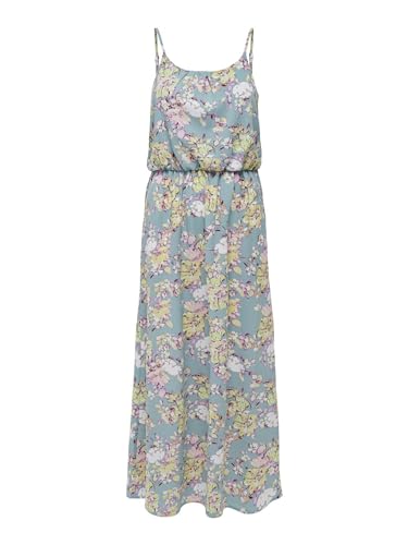 ONLY Damen Onlwinner S/L Maxi Dress Noos Ptm, Stone Blue/Aop:tea Floral, 36 von ONLY