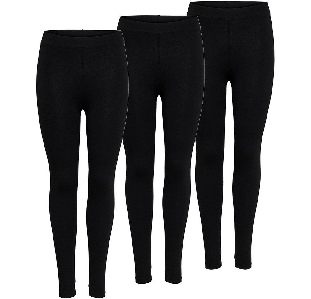 ONLY Leggings ONLY 3er Pack Leggings Damen schwarz Freizeit Sport Fitness 15248499 von ONLY