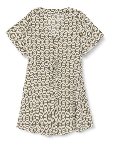 ONLY Damen Legeres Mini Kleid Sommerliches Design Muster Blusenkleid Kurzarm Dress, Farben:Braun, Größe:XL von ONLY
