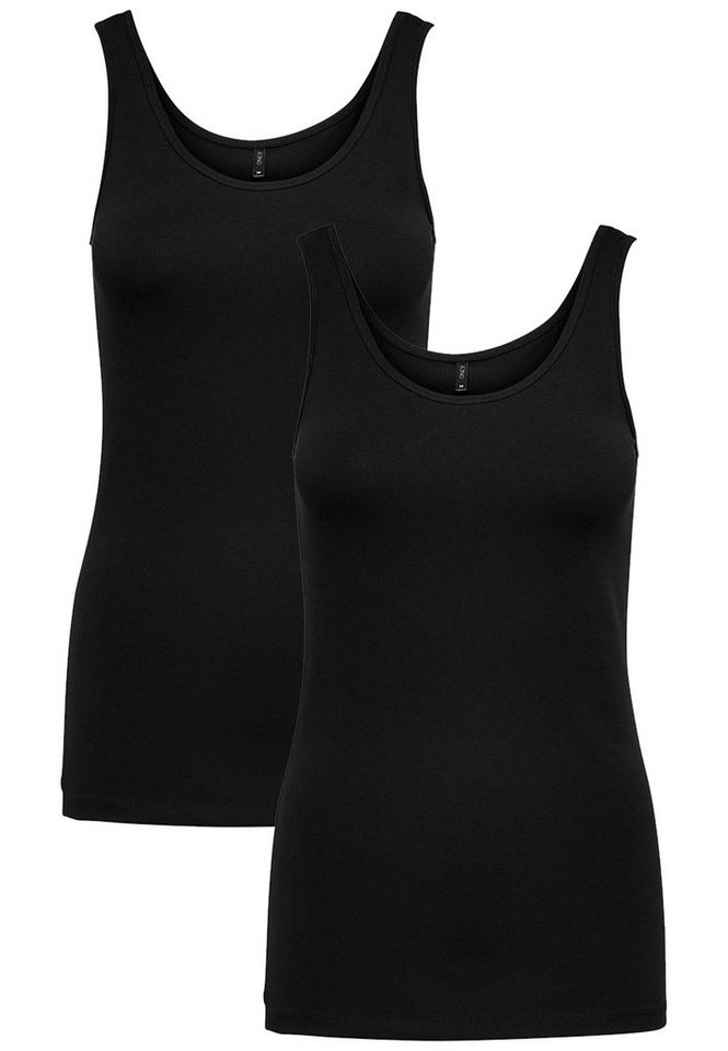 ONLY Shirttop Tank Top 2-er Stück Pack Basic Shirt Set ONLLIVE (2-tlg) 4359 in Schwarz-Schwarz von ONLY