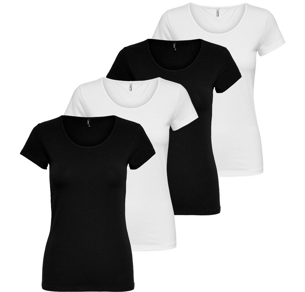 ONLY T-Shirt ONLY Damen 4er Pack T-Shirt Live Love Kurzarmshirt Basic Baumwollmix ONLY T-Shirt ONLY Damen 4er Pack T-Shirt Live Love Kurzarmshirt Basic Baumwollmix von ONLY