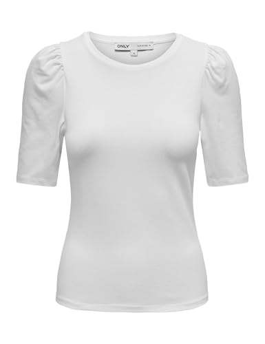 ONLY Damen T-Shirt Onllive Love - Regular Fit XS S M L XL Schwarz Weiss, Größe:M, Farbe:White 15282484 von ONLY