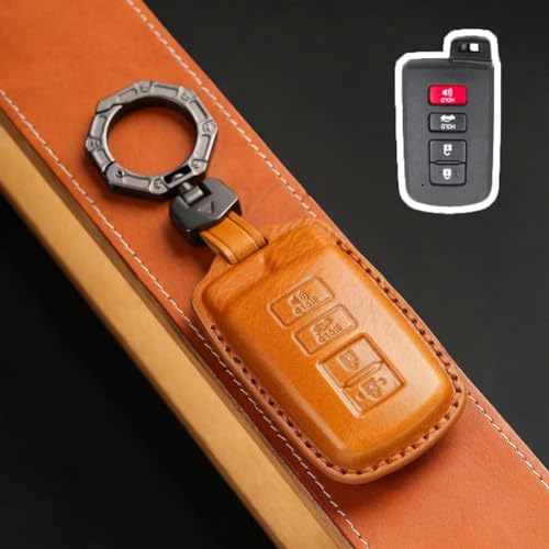 ONNAT Auto-Schlüsselring-Hülle aus Leder, für Toyota Camry Corolla RAV4 Highlander Avalon 2015 2016 2017, Schlüsselanhänger-Hülle von ONNAT
