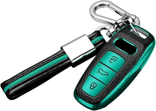 ONNAT Autoschlüsseletui, Abdeckungstasche aus TPU mit Schlüsselanhänger für Audi Q8 C8 A6 A7 A8 2018 2019 Schlüsselschale Schlüsselanhänger von ONNAT