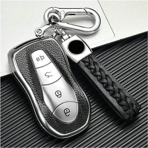 ONNAT Autoschlüsseletui aus TPU + Leder mit Schlüsselanhänger für Geely New Emgrand GS X6 SUV EC7 Schlüsselgehäuse Schlüsselanhänger von ONNAT