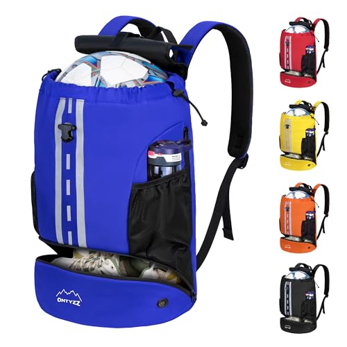 Wasserdicht Rucksack mit Kordelzug Sportrucksack mit Schuhfach Multifunktionaler Tagesrucksack mit Trocken-Nass Separat für Gym Yoga Schwimmen Strand Tanzen Basketball Volleyball Fußball Tasche von ONTYZZ