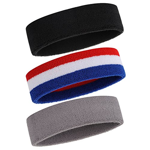 ONUPGO Schweißband Stirnband für Männer & Frauen - 3PCS Sports Stirnbänder Feuchtigkeitstransport Athletic Cotton Terry Cloth Schweißband Schweißabsorbierende Kopfband (Black, Grey, Blue/White/Red) ONUPGO Schweißband Stirnband für Männer & Frauen - 3PCS Sports Stirnbänder Feuchtigkeitstransport Athletic Cotton Terry Cloth Schweißband Schweißabsorbierende Kopfband (Black, Grey, Blue/White/Red) von ONUPGO