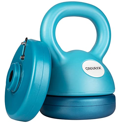 ONVAYA® Kettlebell Set | Petrol-Blau | Verstellbare Kettlebell mit variablen Gewichtsscheiben: 2-5,5 kg | Platzsparendes Kugelhantel Set von ONVAYA
