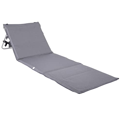 ONVAYA® Strandmatte mit Rückenlehne in Grau | 2cm gepolsterte Sonnenliege mit Tasche | Strandliege faltbar & klappbar | Sonnenmatte mit Tragegurt | Strandmatratze 161 x 55 x 45 cm von ONVAYA