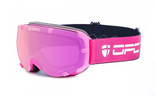 OPC PERFORMANCE ETNA Skibrille Matt Neo Pink/Pink REVO S1 | Sphärische Linse | 100% UV | Rahmenlos | Beschlagfrei | Damen & Jugend | Skifahren von OPC