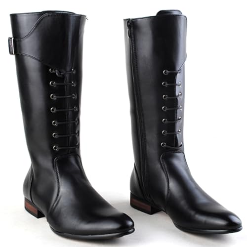 OPPOQ Kniehohe Lederstiefel für Herren, Reitstiefel, Bühnenaufführungsschuhe, weites Bein, mittlere Wade, Kopf, Langer, hoher Stiefel,Schwarz,42 OPPOQ Kniehohe Lederstiefel für Herren, Reitstiefel, Bühnenaufführungsschuhe, weites Bein, mittlere Wade, Kopf, Langer, hoher Stiefel,Schwarz,42 von OPPOQ