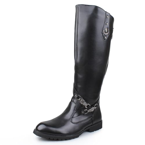 OPPOQ Kniehohe Lederstiefel für Herren, Reitstiefel, Bühnenaufführungsschuhe, weites Bein, mittlere Wade, Kopf, Langer, hoher Stiefel,Schwarz,44 OPPOQ Kniehohe Lederstiefel für Herren, Reitstiefel, Bühnenaufführungsschuhe, weites Bein, mittlere Wade, Kopf, Langer, hoher Stiefel,Schwarz,44 von OPPOQ