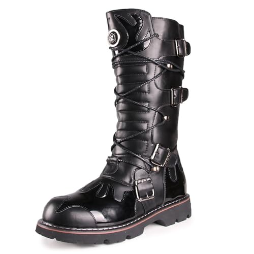 OPPOQ Kniehohe Lederstiefel für Herren, Reitstiefel, Bühnenaufführungsschuhe, weites Bein, mittlere Wade, Kopf, Langer, hoher Stiefel,Schwarz,44 OPPOQ Kniehohe Lederstiefel für Herren, Reitstiefel, Bühnenaufführungsschuhe, weites Bein, mittlere Wade, Kopf, Langer, hoher Stiefel,Schwarz,44 von OPPOQ