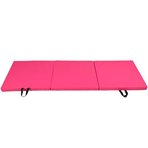 Yogamatte, Trainingsmatte 70,9 X 23,6 X 2,0 Zoll Oxford-Stoff + PE-Sport-Klapp-Gymnastikmatte, Dicke Yogamatte mit Griffgurten für Tanz, Gymnastik, Yogamatte (PINK) von OPPWONG