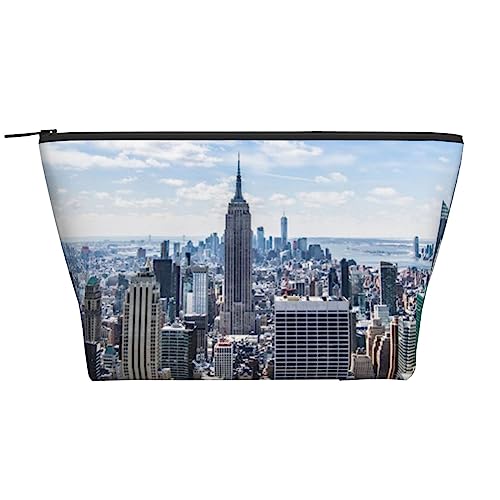 OPSREY New York Fashion City Print Make-up Tasche Kosmetiktasche Tragbare Wasserdichte Reißverschluss Kulturbeutel Für Frauen Reisen, Schwarz, Einheitsgröße, Schwarz , Einheitsgröße von OPSREY