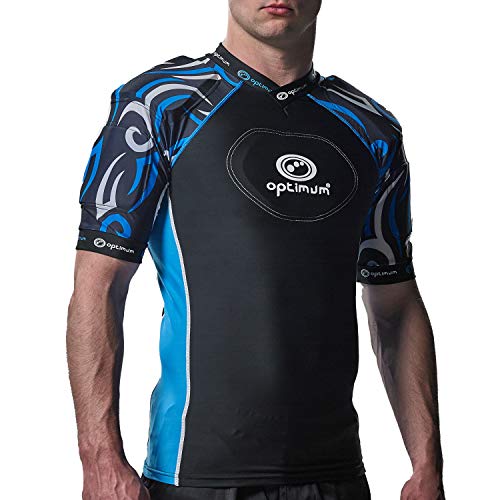 Optimum Razor Rugby Oberteil mit Schulterschutz, schwarz / blau, L von OPTIMUM