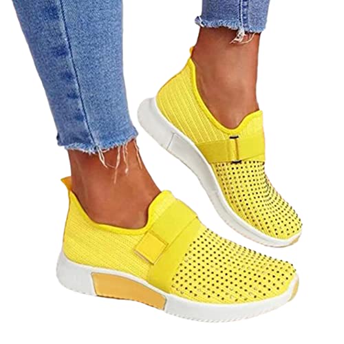 ORANDESIGNE Damen Casual Sneakers Trainer Dickbesohlige Casual Slip-on Einfarbig Strass Licht Atmungsaktive Walking Jogging Outdoor Flache Schuhe 37 EU Gelb ORANDESIGNE Damen Casual Sneakers Trainer Dickbesohlige Casual Slip-on Einfarbig Strass Licht Atmungsaktive Walking Jogging Outdoor Flache Schuhe 37 EU Gelb von ORANDESIGNE