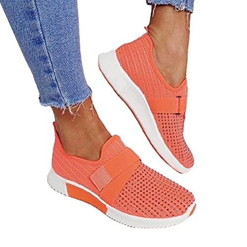 ORANDESIGNE Damen Casual Sneakers Walking Trainer Dickbesohlige Casual Slip-on Casual Einfarbig Bright Diamond Decoration Leichter Atmungsaktiver Working Jogging Outdoor Schuh Orange 38 EU ORANDESIGNE Damen Casual Sneakers Walking Trainer Dickbesohlige Casual Slip-on Casual Einfarbig Bright Diamond Decoration Leichter Atmungsaktiver Working Jogging Outdoor Schuh Orange 38 EU von ORANDESIGNE