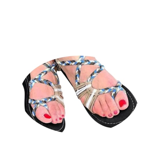 ORANDESIGNE Damen Geflochtene Sandalen Sommer Gladiator Schuhe Casual Flachen Flip Flops Strand Zehentrenner Sandalen 01 Beige 41 EU ORANDESIGNE Damen Geflochtene Sandalen Sommer Gladiator Schuhe Casual Flachen Flip Flops Strand Zehentrenner Sandalen 01 Beige 41 EU von ORANDESIGNE